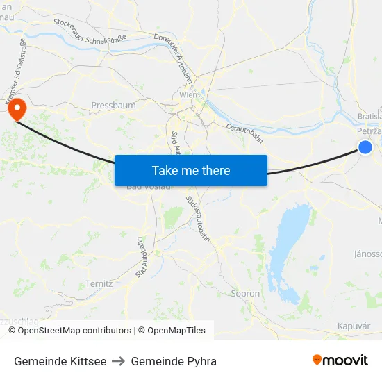 Gemeinde Kittsee to Gemeinde Pyhra map