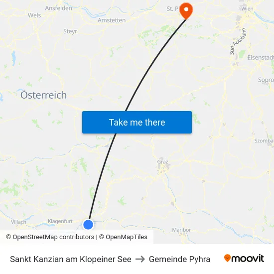 Sankt Kanzian am Klopeiner See to Gemeinde Pyhra map