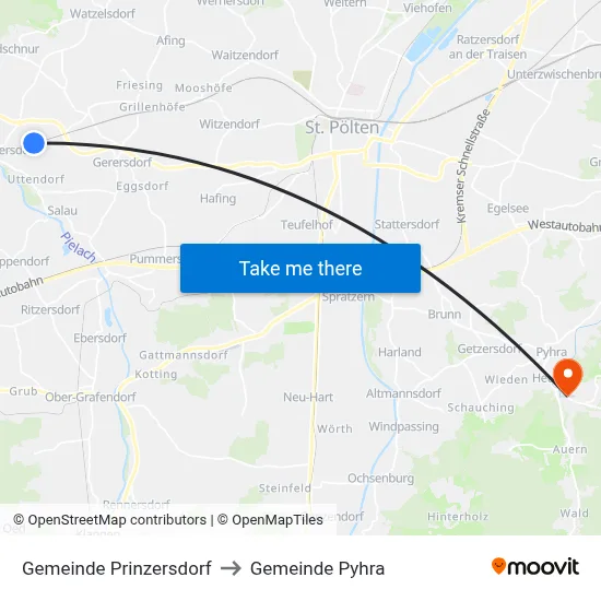 Gemeinde Prinzersdorf to Gemeinde Pyhra map