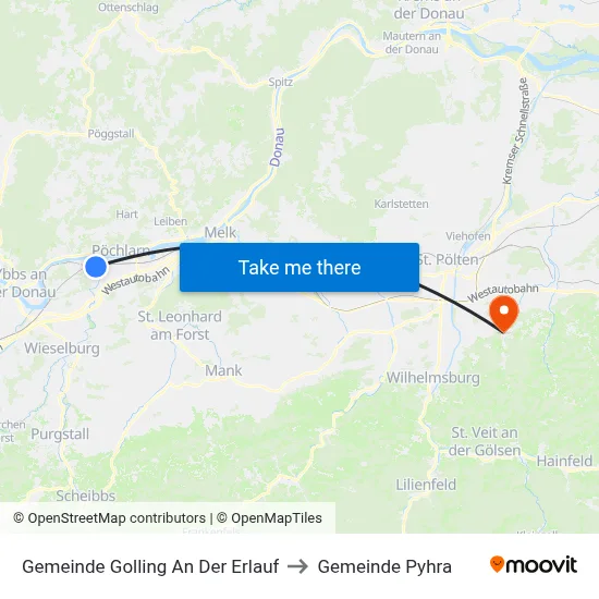 Gemeinde Golling An Der Erlauf to Gemeinde Pyhra map