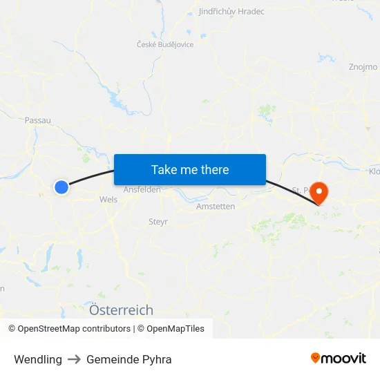 Wendling to Gemeinde Pyhra map