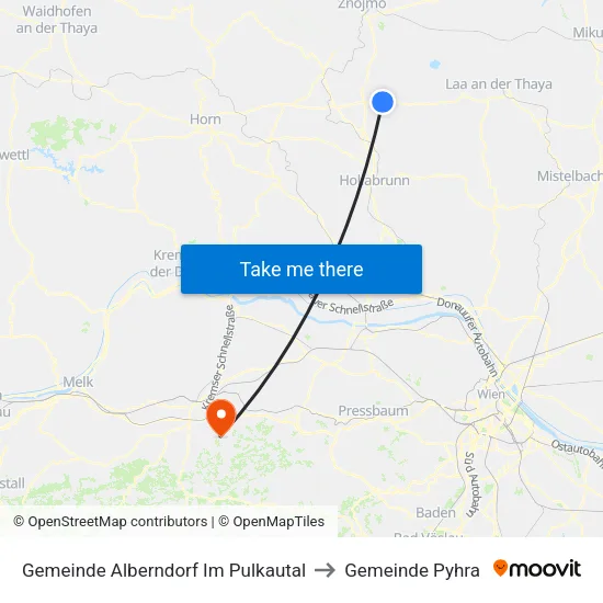 Gemeinde Alberndorf Im Pulkautal to Gemeinde Pyhra map