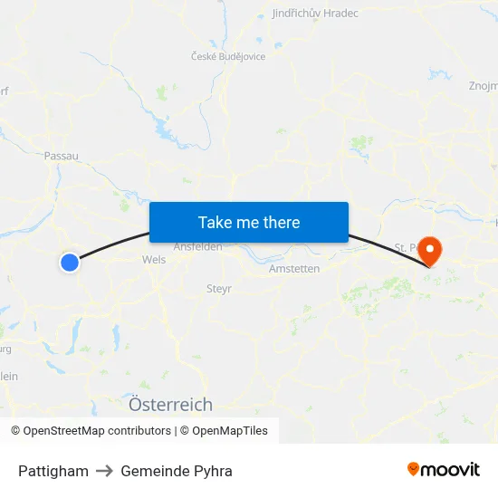 Pattigham to Gemeinde Pyhra map