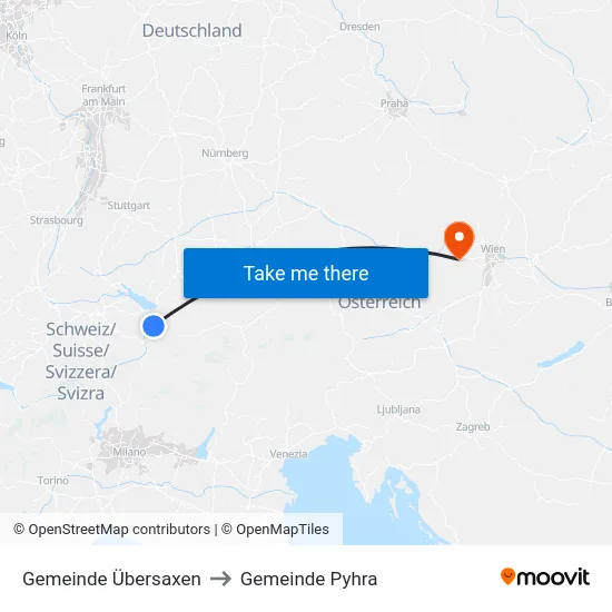 Gemeinde Übersaxen to Gemeinde Pyhra map