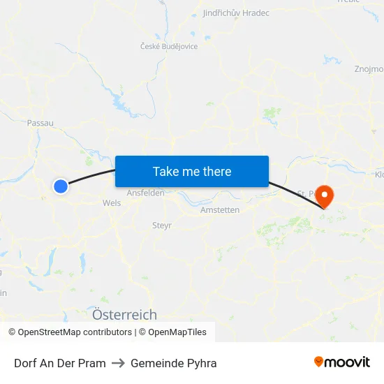 Dorf An Der Pram to Gemeinde Pyhra map