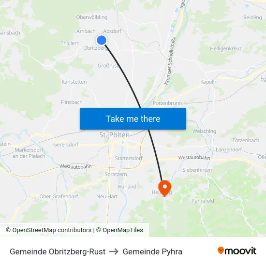 Gemeinde Obritzberg-Rust to Gemeinde Pyhra map