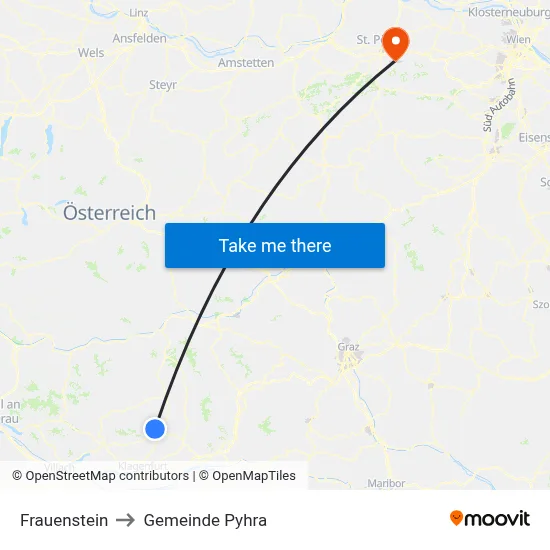 Frauenstein to Gemeinde Pyhra map
