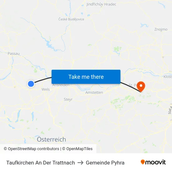 Taufkirchen An Der Trattnach to Gemeinde Pyhra map