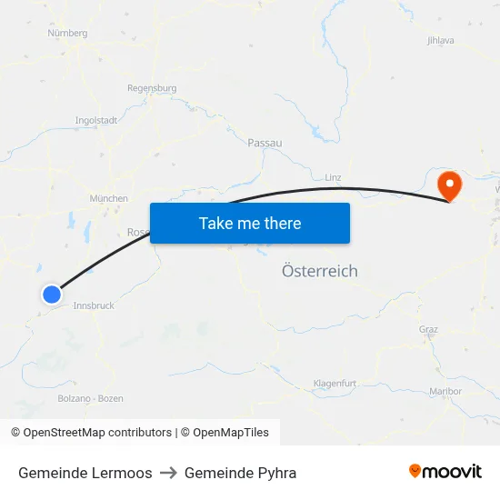Gemeinde Lermoos to Gemeinde Pyhra map