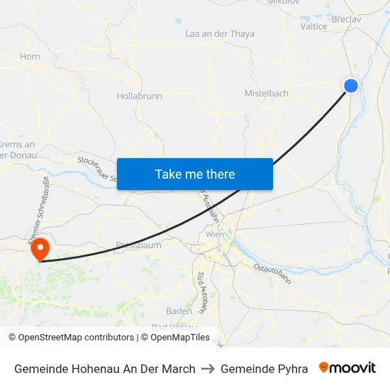 Gemeinde Hohenau An Der March to Gemeinde Pyhra map