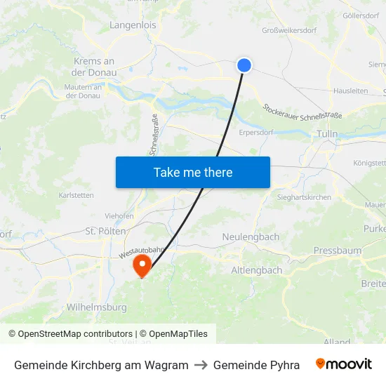 Gemeinde Kirchberg am Wagram to Gemeinde Pyhra map