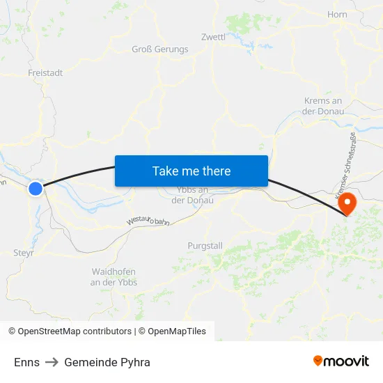 Enns to Gemeinde Pyhra map