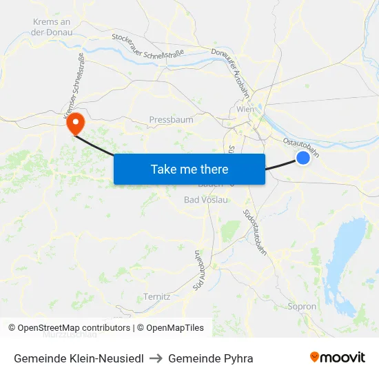 Gemeinde Klein-Neusiedl to Gemeinde Pyhra map