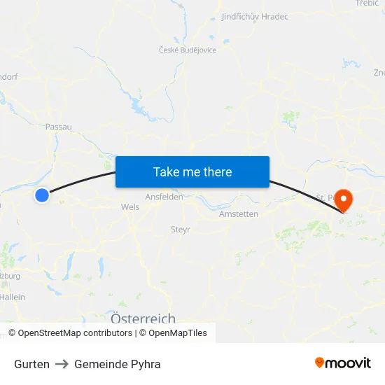 Gurten to Gemeinde Pyhra map