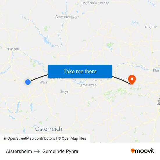 Aistersheim to Gemeinde Pyhra map
