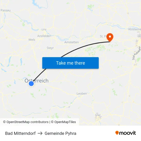 Bad Mitterndorf to Gemeinde Pyhra map