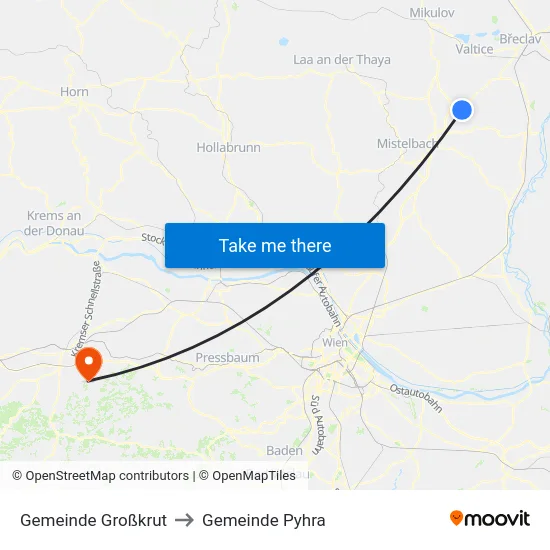 Gemeinde Großkrut to Gemeinde Pyhra map