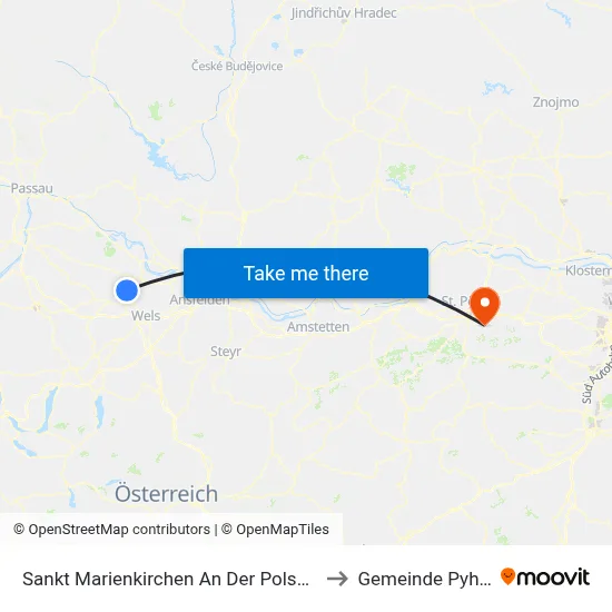 Sankt Marienkirchen An Der Polsenz to Gemeinde Pyhra map