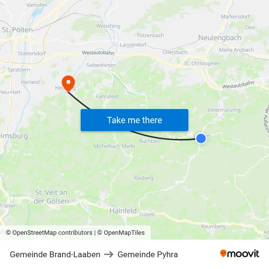 Gemeinde Brand-Laaben to Gemeinde Pyhra map