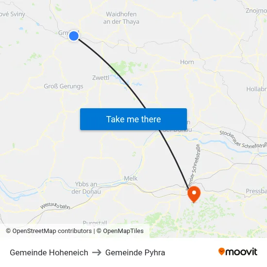 Gemeinde Hoheneich to Gemeinde Pyhra map