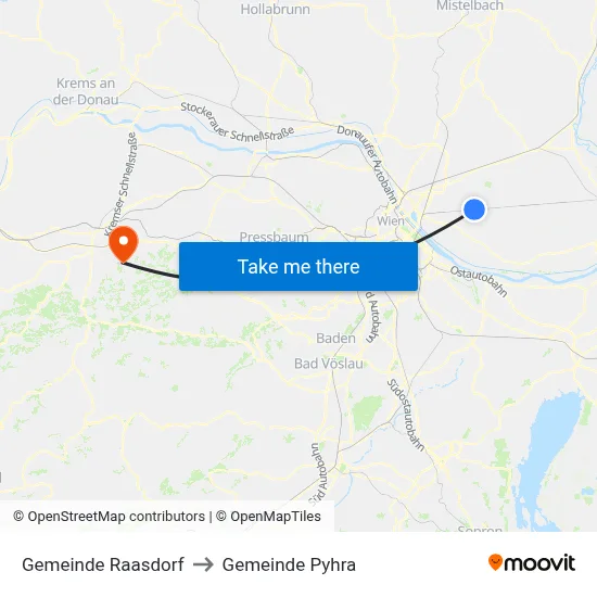 Gemeinde Raasdorf to Gemeinde Pyhra map