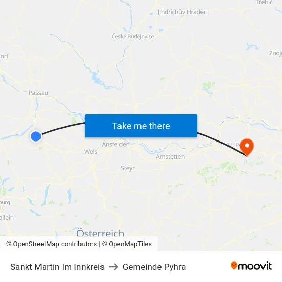 Sankt Martin Im Innkreis to Gemeinde Pyhra map