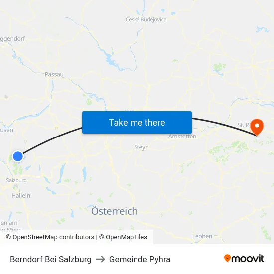 Berndorf Bei Salzburg to Gemeinde Pyhra map