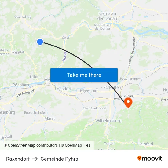 Raxendorf to Gemeinde Pyhra map