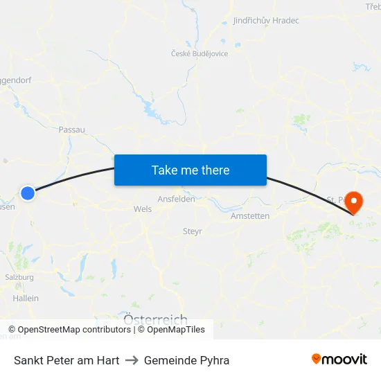 Sankt Peter am Hart to Gemeinde Pyhra map