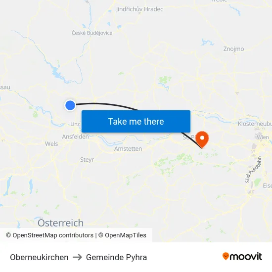Oberneukirchen to Gemeinde Pyhra map