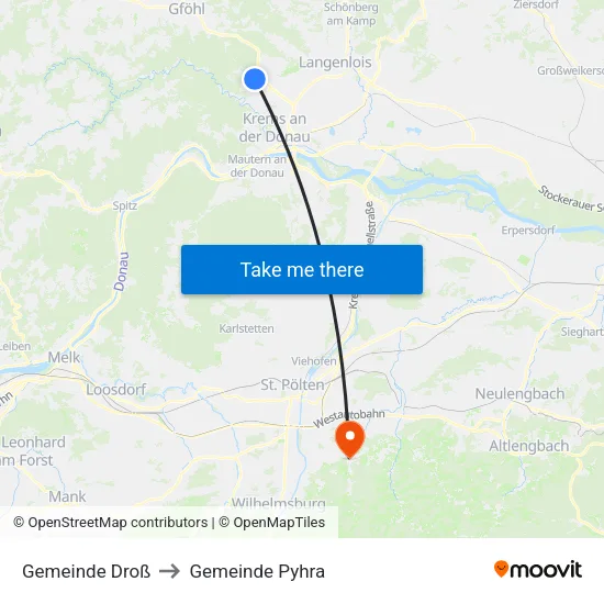 Gemeinde Droß to Gemeinde Pyhra map