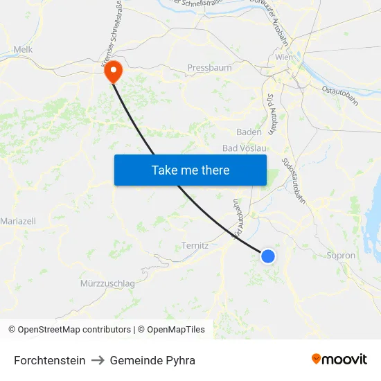 Forchtenstein to Gemeinde Pyhra map