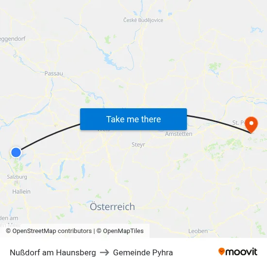 Nußdorf am Haunsberg to Gemeinde Pyhra map