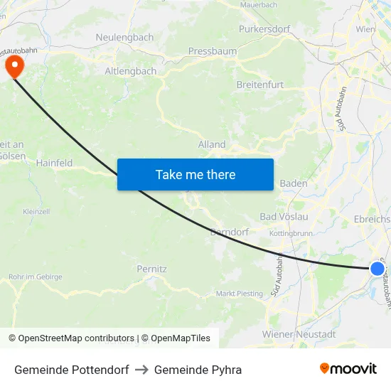 Gemeinde Pottendorf to Gemeinde Pyhra map