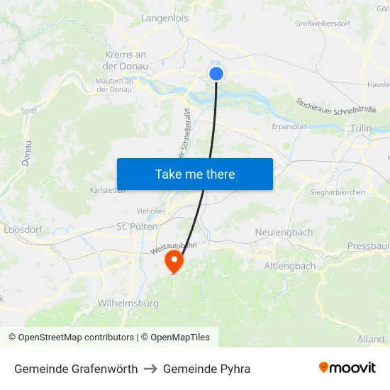 Gemeinde Grafenwörth to Gemeinde Pyhra map