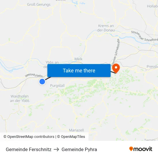 Gemeinde Ferschnitz to Gemeinde Pyhra map