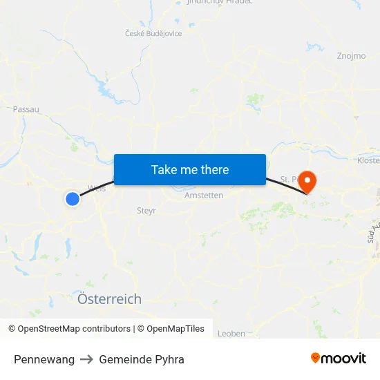 Pennewang to Gemeinde Pyhra map
