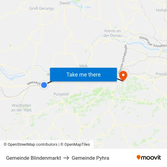 Gemeinde Blindenmarkt to Gemeinde Pyhra map