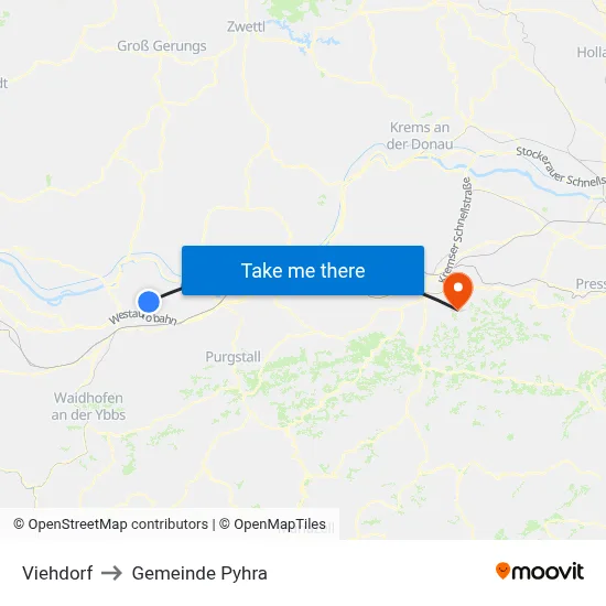 Viehdorf to Gemeinde Pyhra map