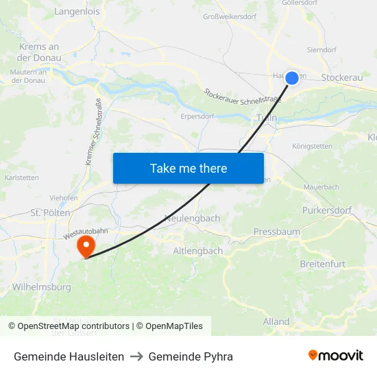 Gemeinde Hausleiten to Gemeinde Pyhra map