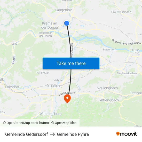 Gemeinde Gedersdorf to Gemeinde Pyhra map
