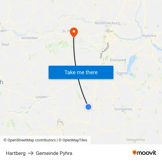 Hartberg to Gemeinde Pyhra map