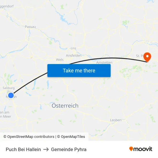 Puch Bei Hallein to Gemeinde Pyhra map