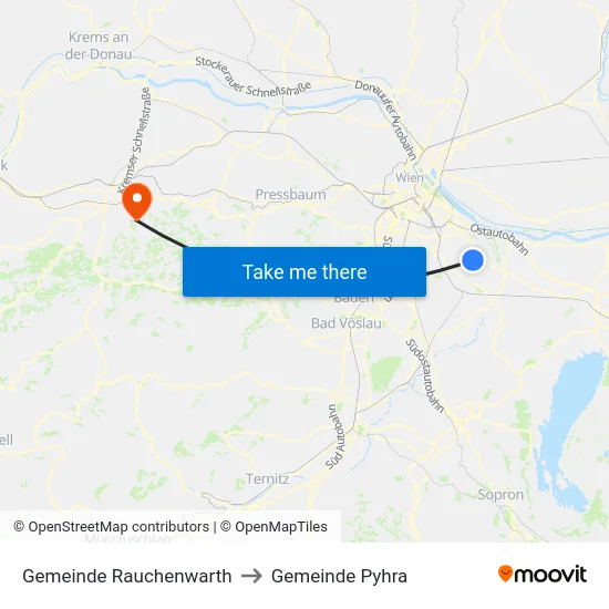 Gemeinde Rauchenwarth to Gemeinde Pyhra map