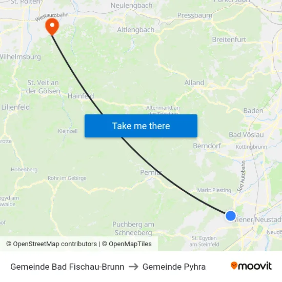 Gemeinde Bad Fischau-Brunn to Gemeinde Pyhra map