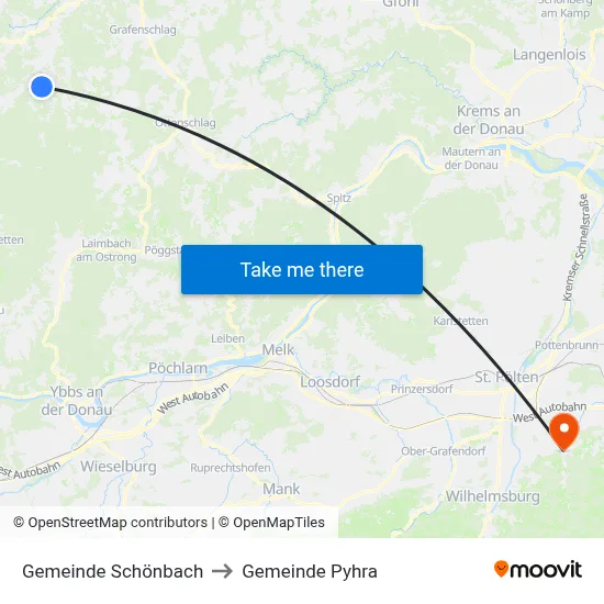 Gemeinde Schönbach to Gemeinde Pyhra map
