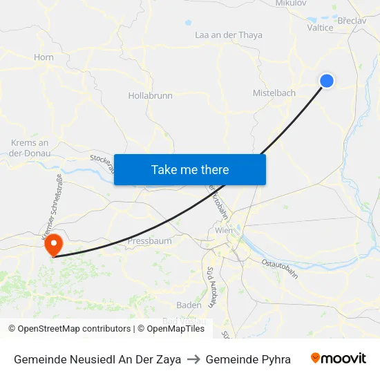 Gemeinde Neusiedl An Der Zaya to Gemeinde Pyhra map