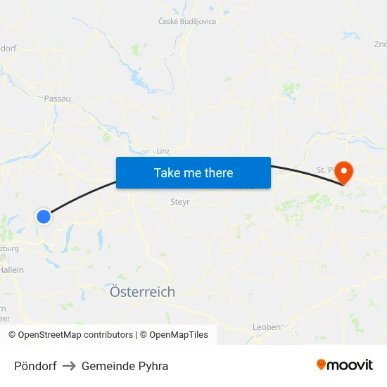 Pöndorf to Gemeinde Pyhra map