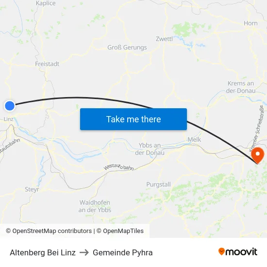 Altenberg Bei Linz to Gemeinde Pyhra map