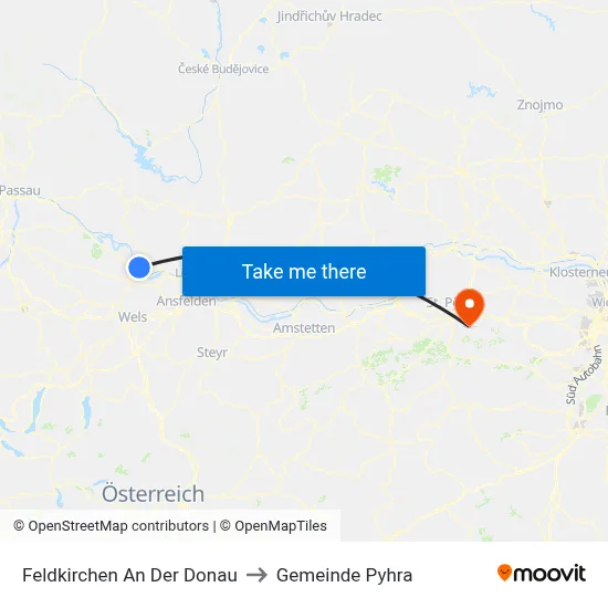 Feldkirchen An Der Donau to Gemeinde Pyhra map